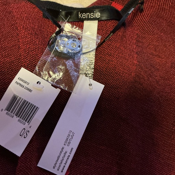 Kensie Red Black Buffalo Plaid Open Front Poncho Wrap One Size NWT - Picture 2 of 11